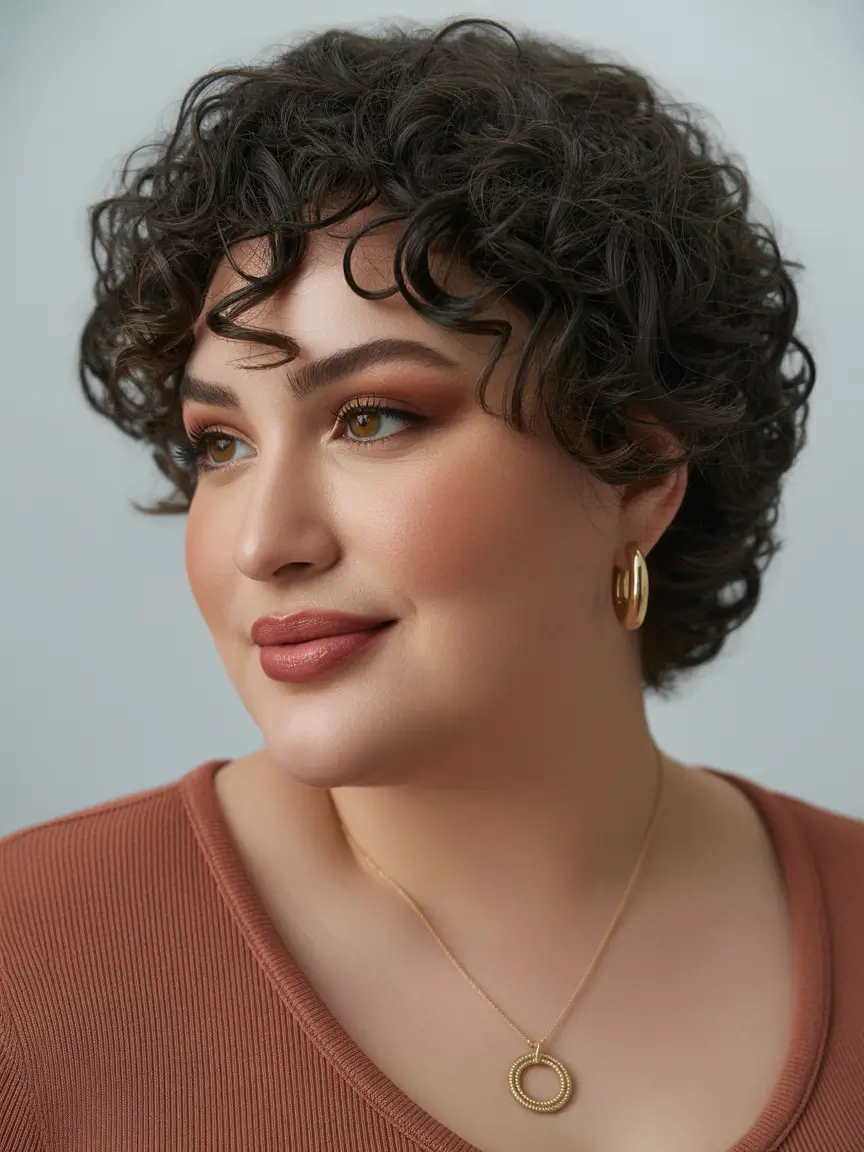 haircuts for thin fine hair Soft Curly Pixie With Playful Short Bangs