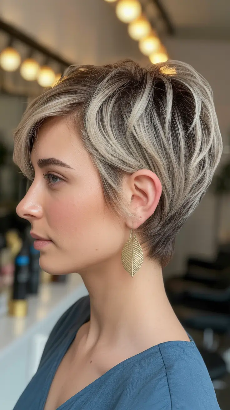 haircuts for thin fine hair Layered Pixie Bob With Dimensional Highlights