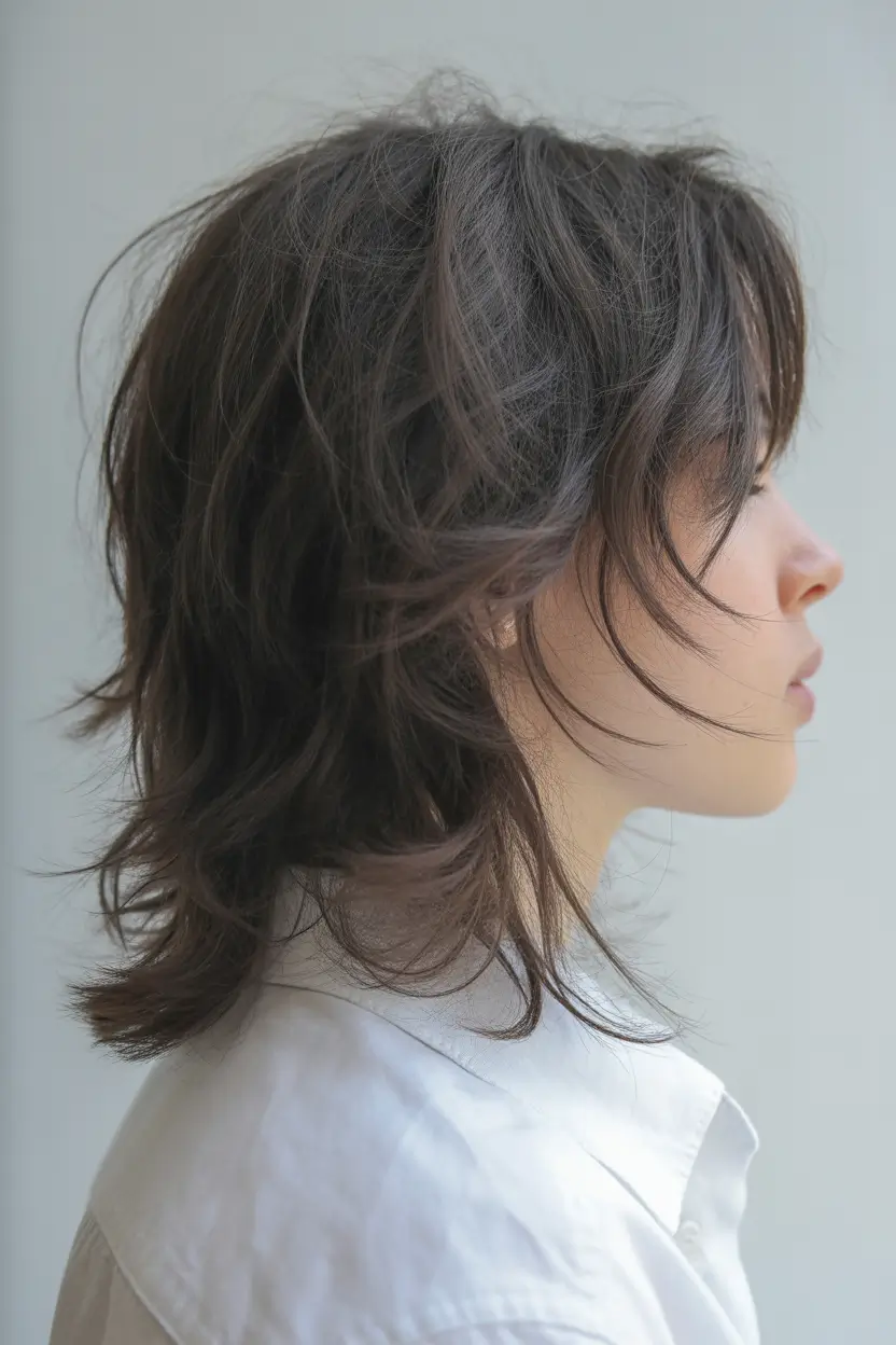 haircuts for thin fine hair Textured Medium Long Layered Shag