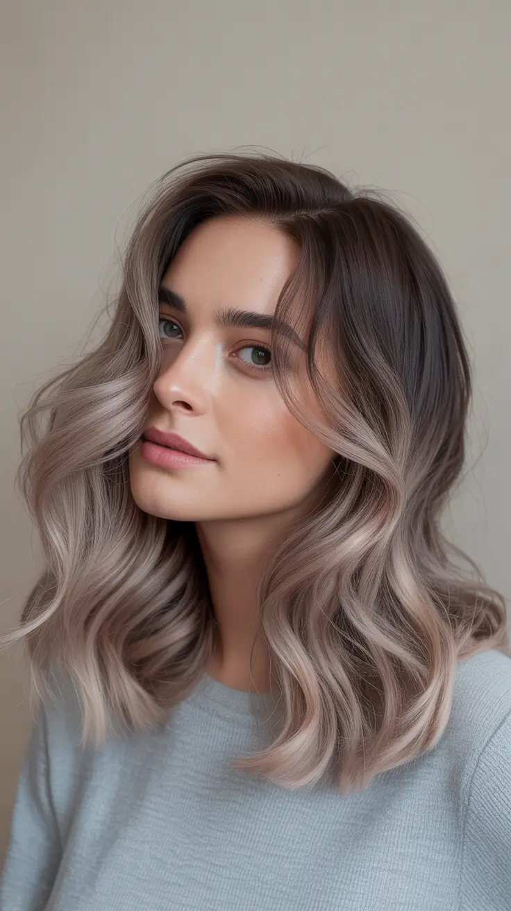 haircuts for thin fine hair Soft Medium Long Ash Waves With Diffused Layers