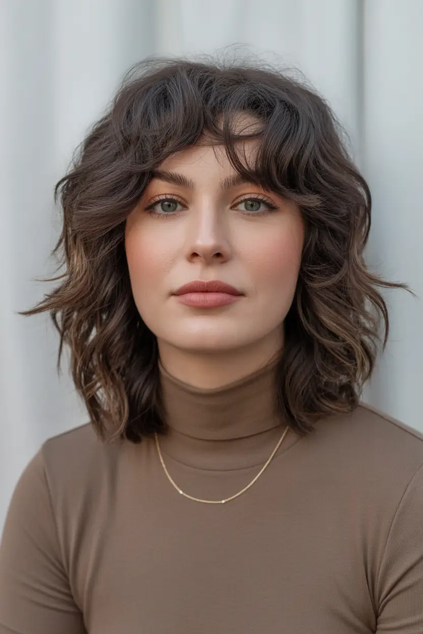 haircuts for wavy hair Soft Wavy Shag With Wispy Fringe