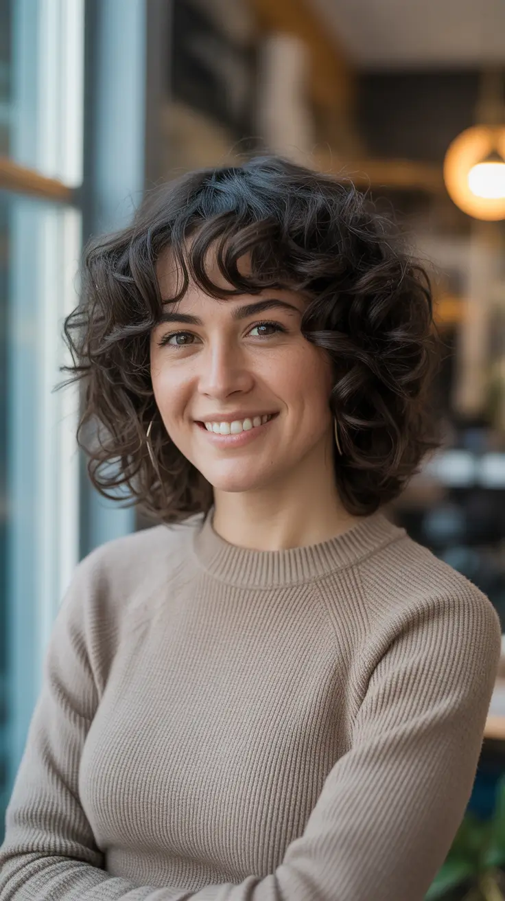 haircuts for wavy hair Round Curly Bob With Soft Micro Fringe