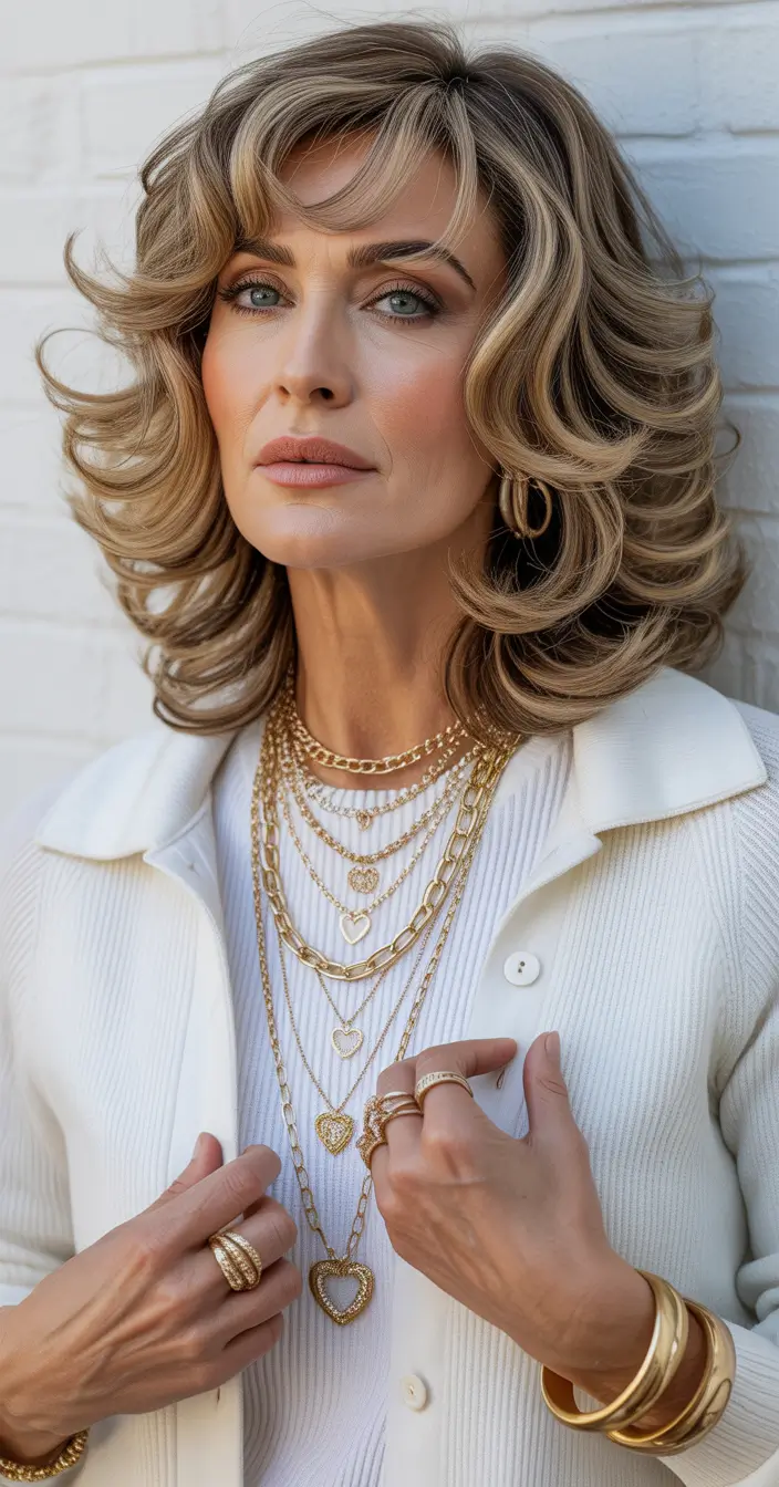 Haircuts for Women Over 50 Layered Honey Blonde Curls With Sculpted Bounce