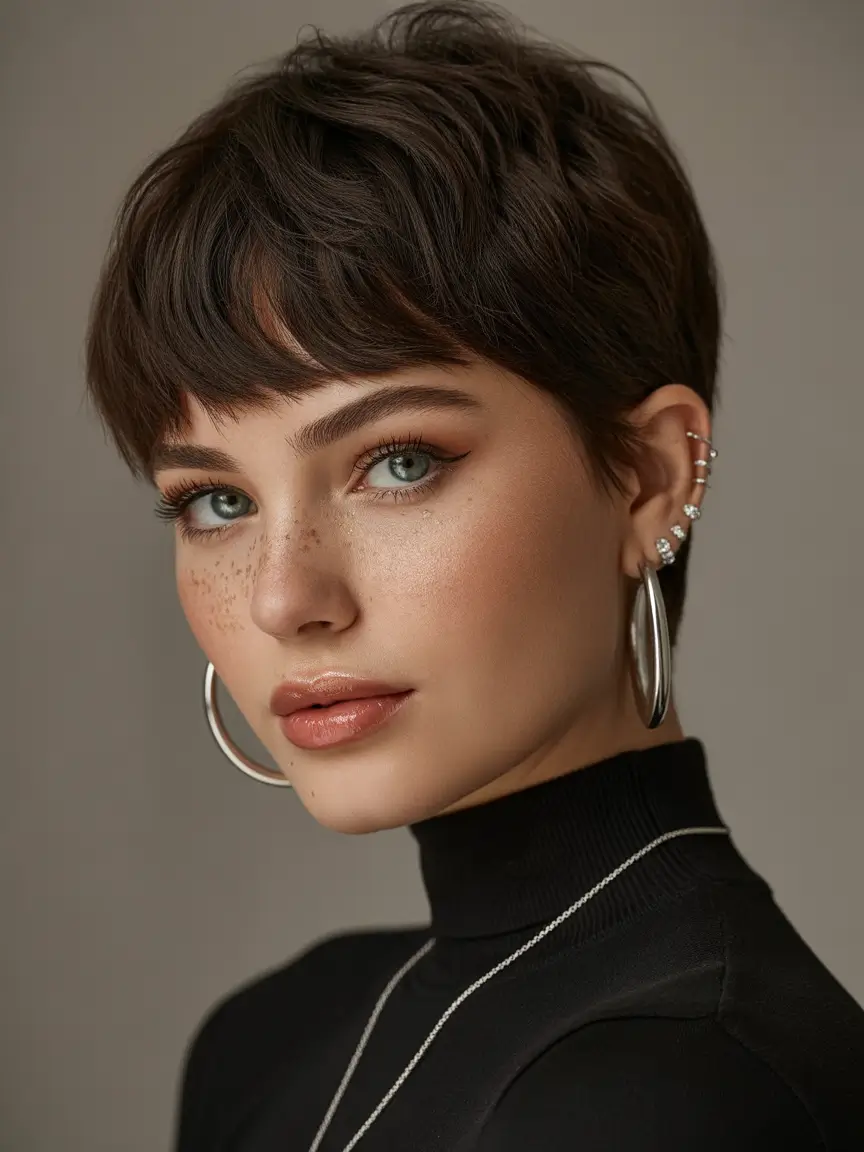 haircuts with bangs Soft Pixie With Baby Bangs