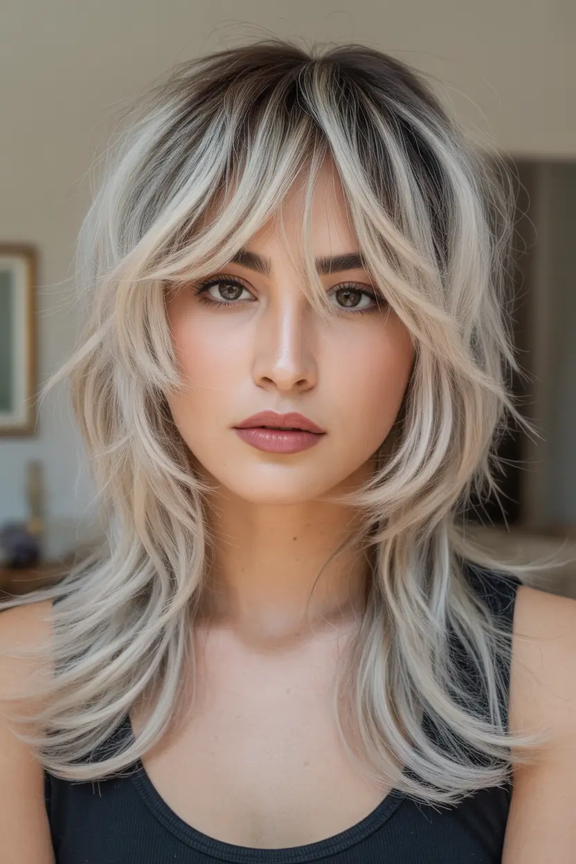 shag haircut Platinum-Feathered-Shag-With-Face-Framing-Movement