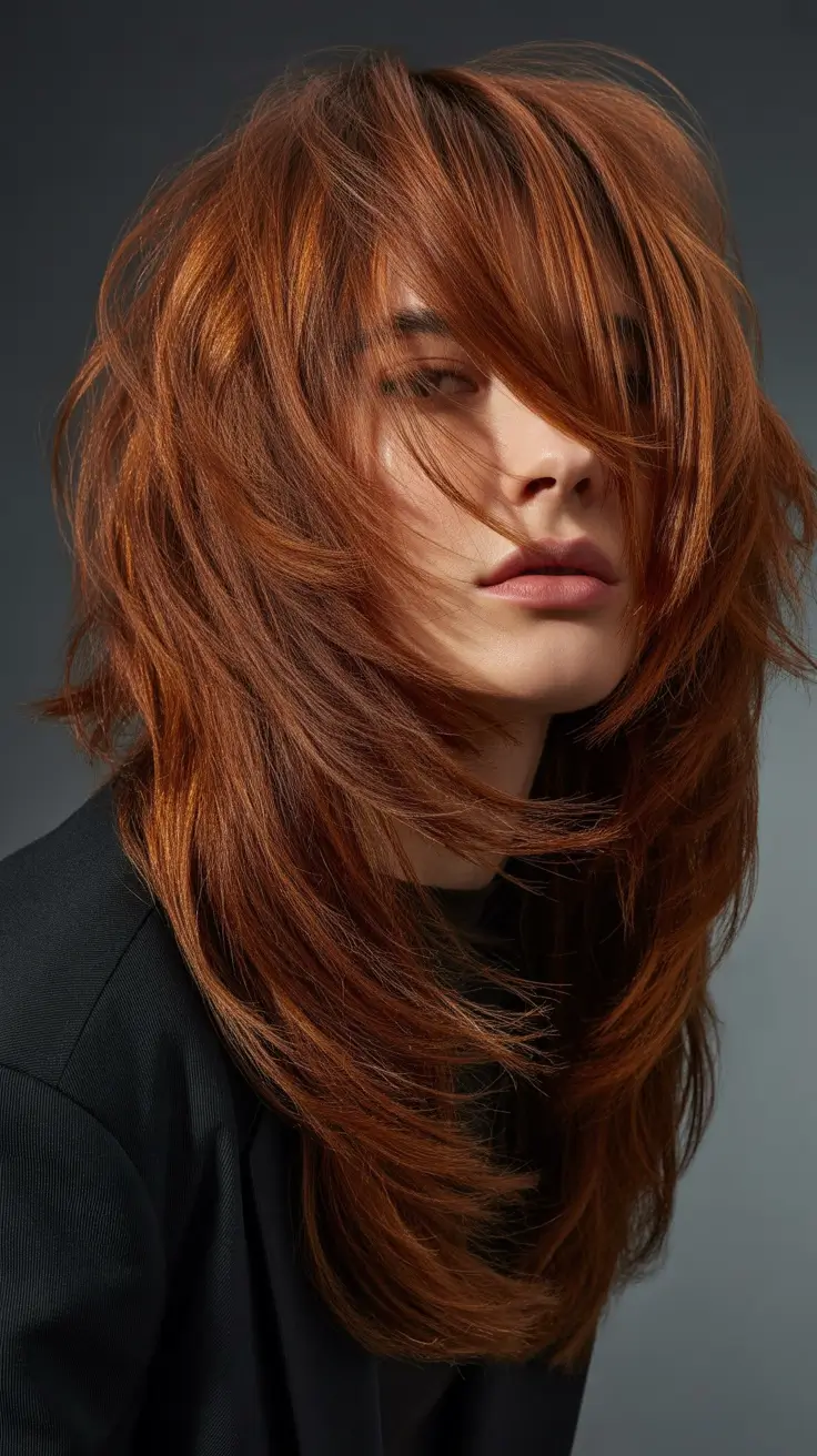 shag haircut Long-Copper-Layered-Shag-With-Sweeping-Motion