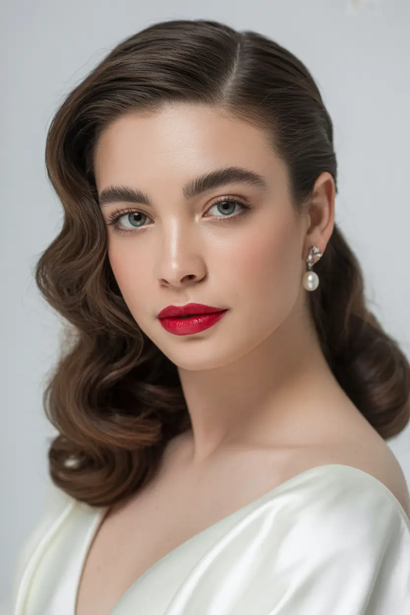 21 Cute long hair hairstyles 2026 Classic Hollywood Side Waves