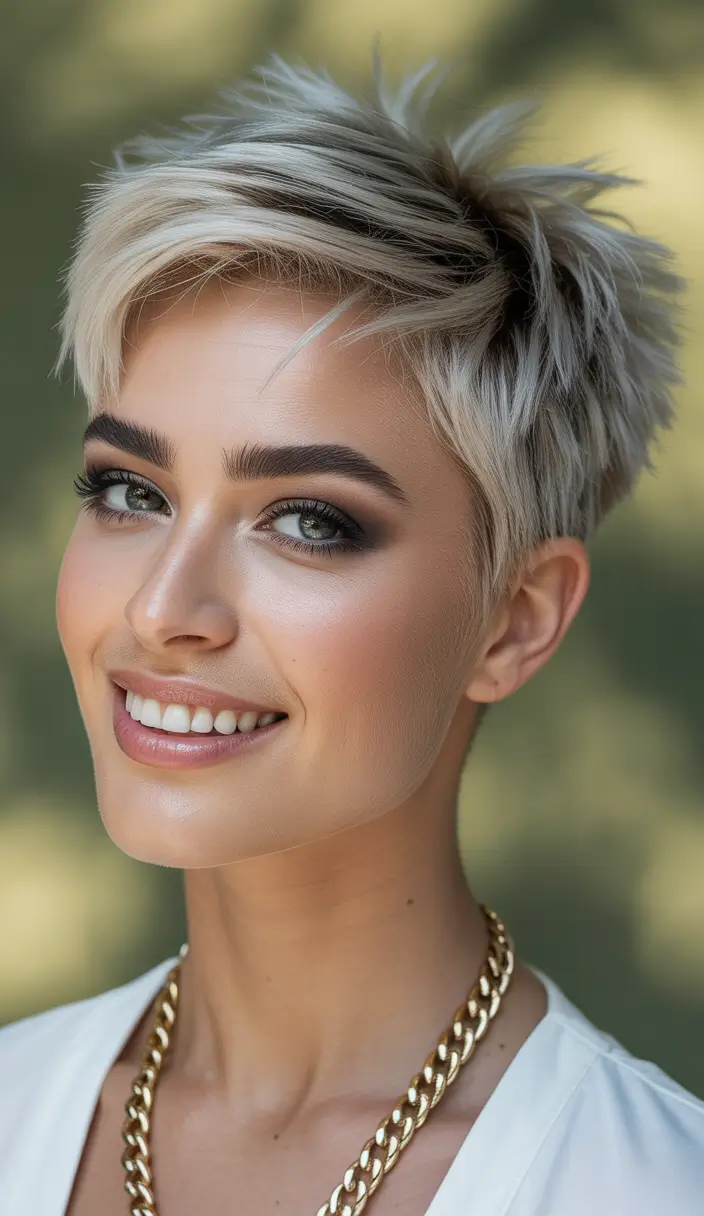 pixie haircuts Sunlit Blonde Pixie With Playful Spiky Lift