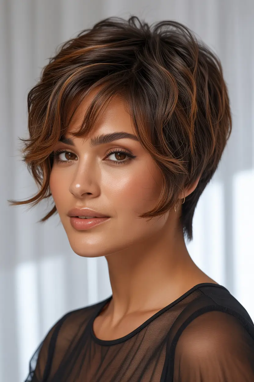 pixie haircuts Caramel Windswept Pixie With Gentle Layers