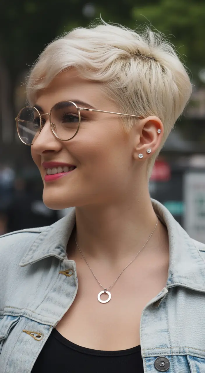 pixie haircuts Soft Pearl Blonde Pixie With Gentle Tapering
