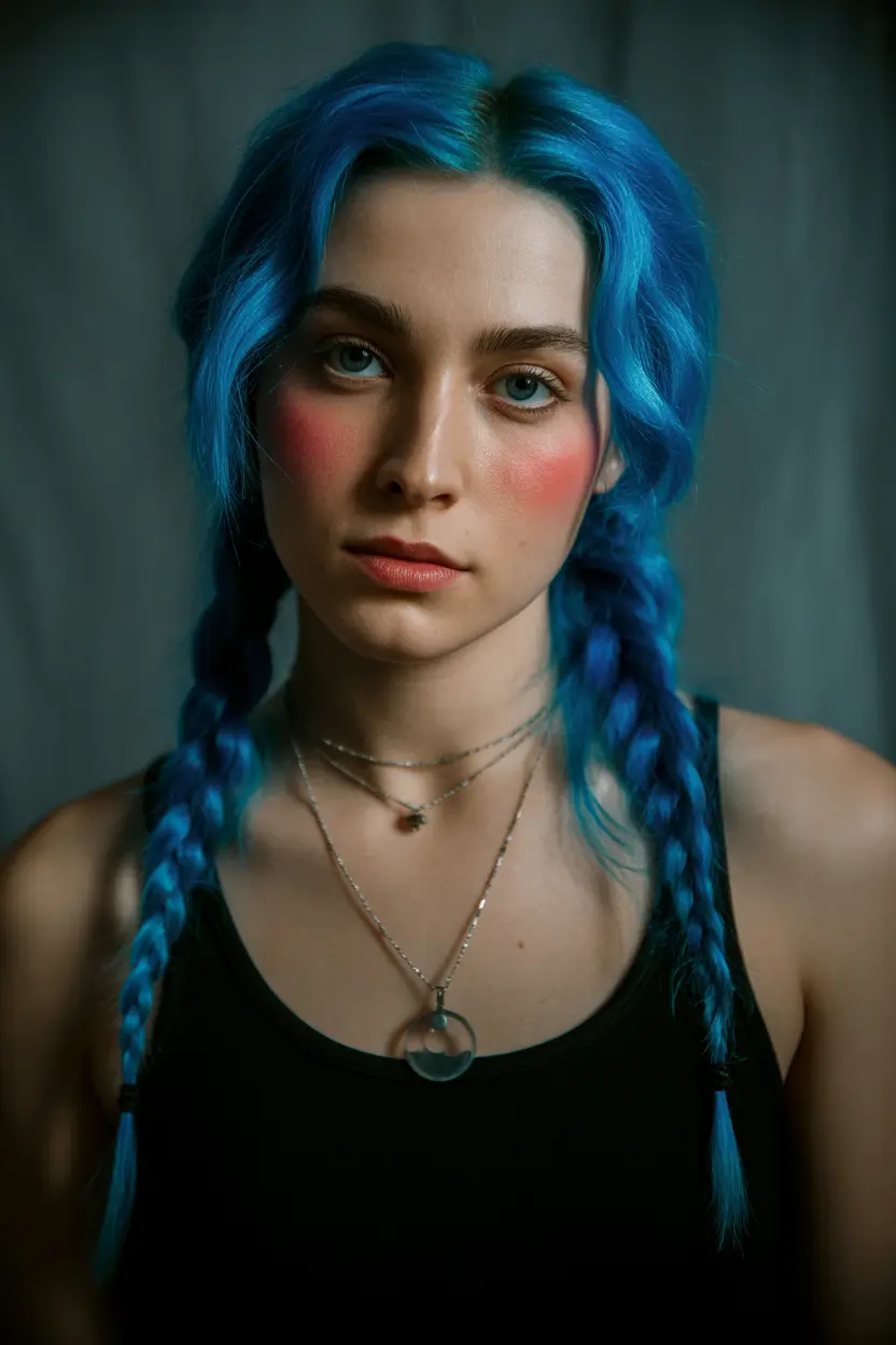 quick hairstyles Bold Blue Braids With Soft Face Pieces