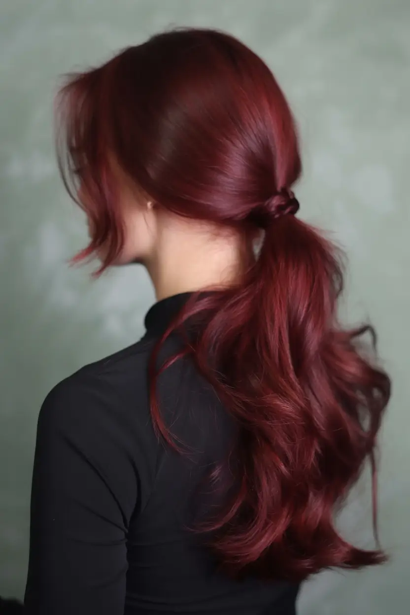 quick hairstyles Crimson Low Pony With Twisted Tie