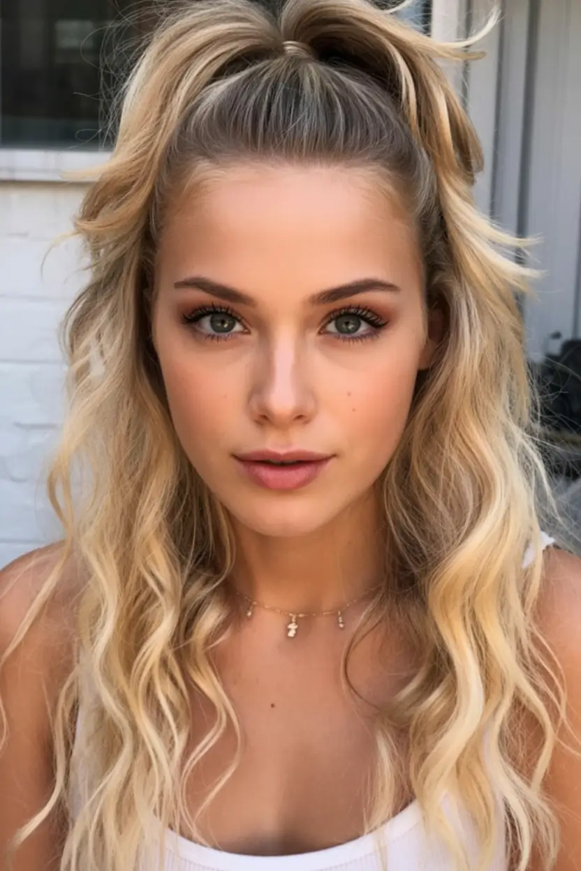 quick hairstyles Half-Up Beachy Waves With High Crown Lift