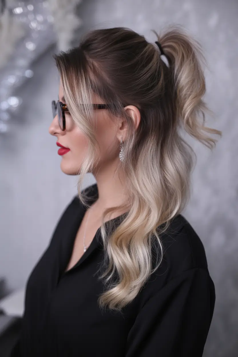 quick hairstyles Soft Blonde High Pony With Loose Face Pieces