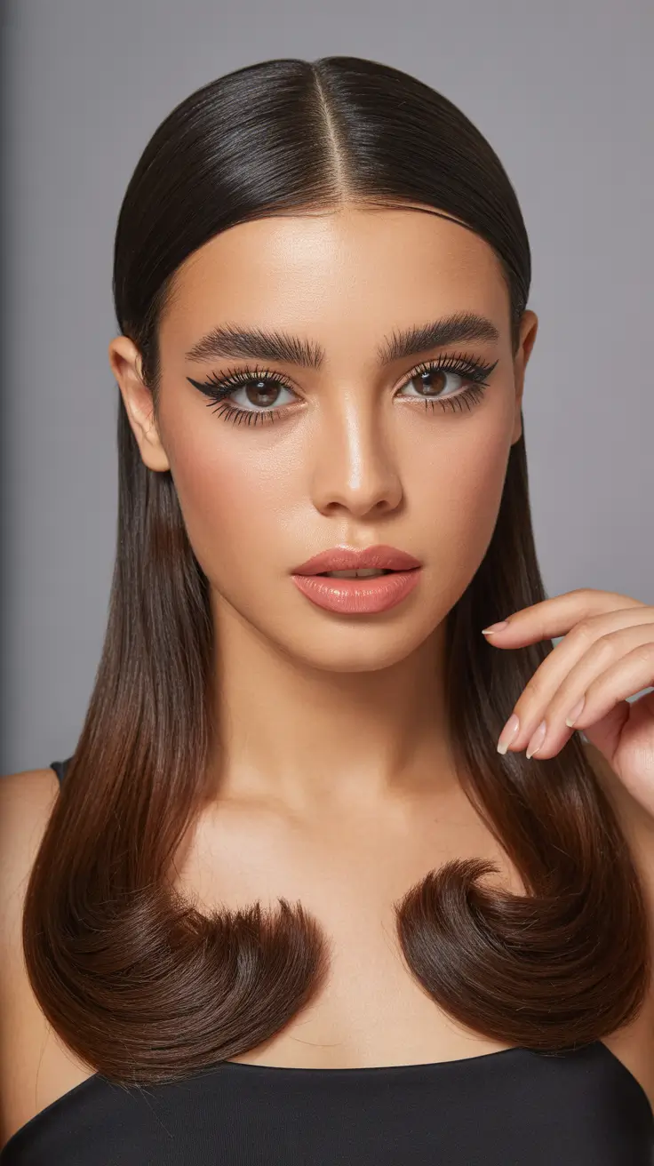 straight hairstyle Polished Mid Length Flip With Sculpted Ends