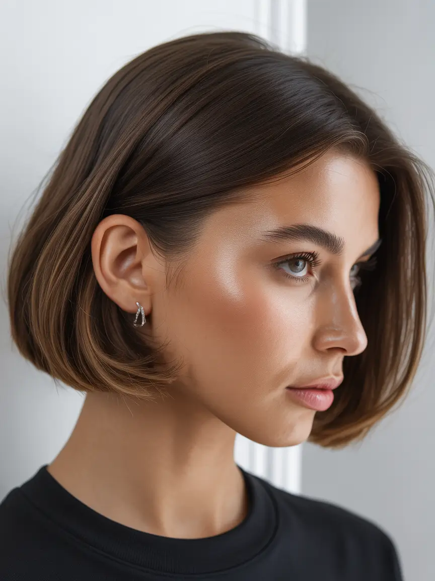 straight hairstyle Soft Contoured Bob With Micro Volume