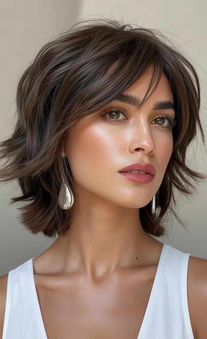 haircut Textured Mid-Length Shag With Tousled Ends