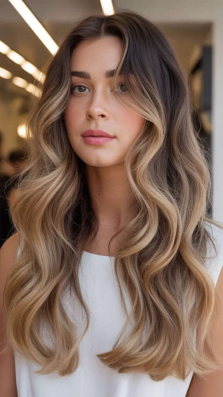 haircut Soft Blonde Balayage Waves With Cascading Volume