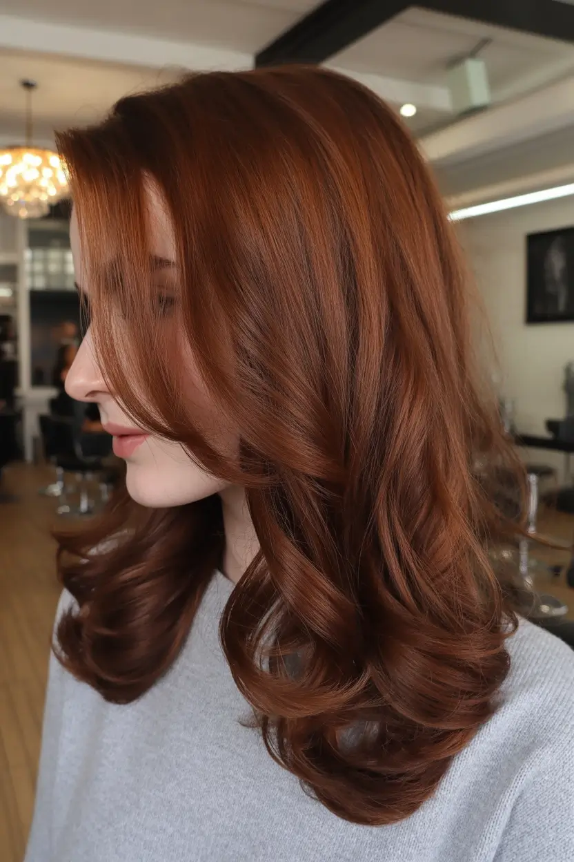 hair color Deep Auburn Shine With Sculpted Layers