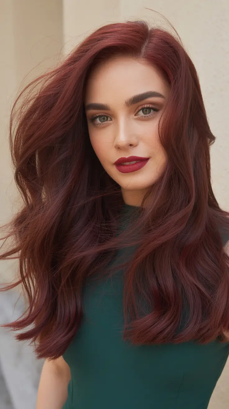 hair color Chocolate Cherry Velvet With Soft Volume