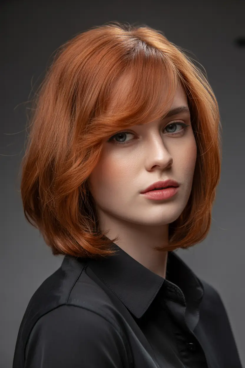 hair color Warm Copper Bob With Airy Movement