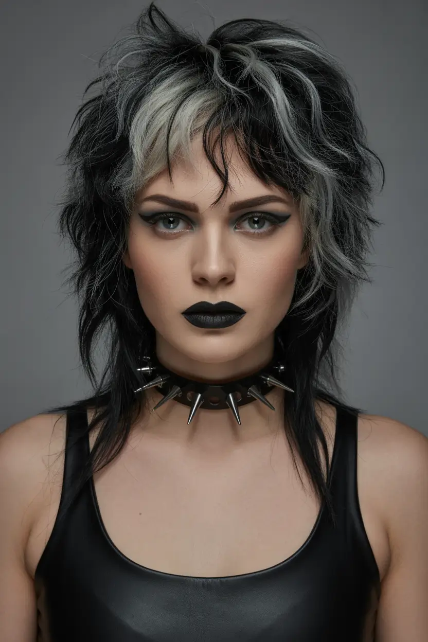 shag haircut Black-and-Silver-Rockstar-Shag-With-High-Contrast