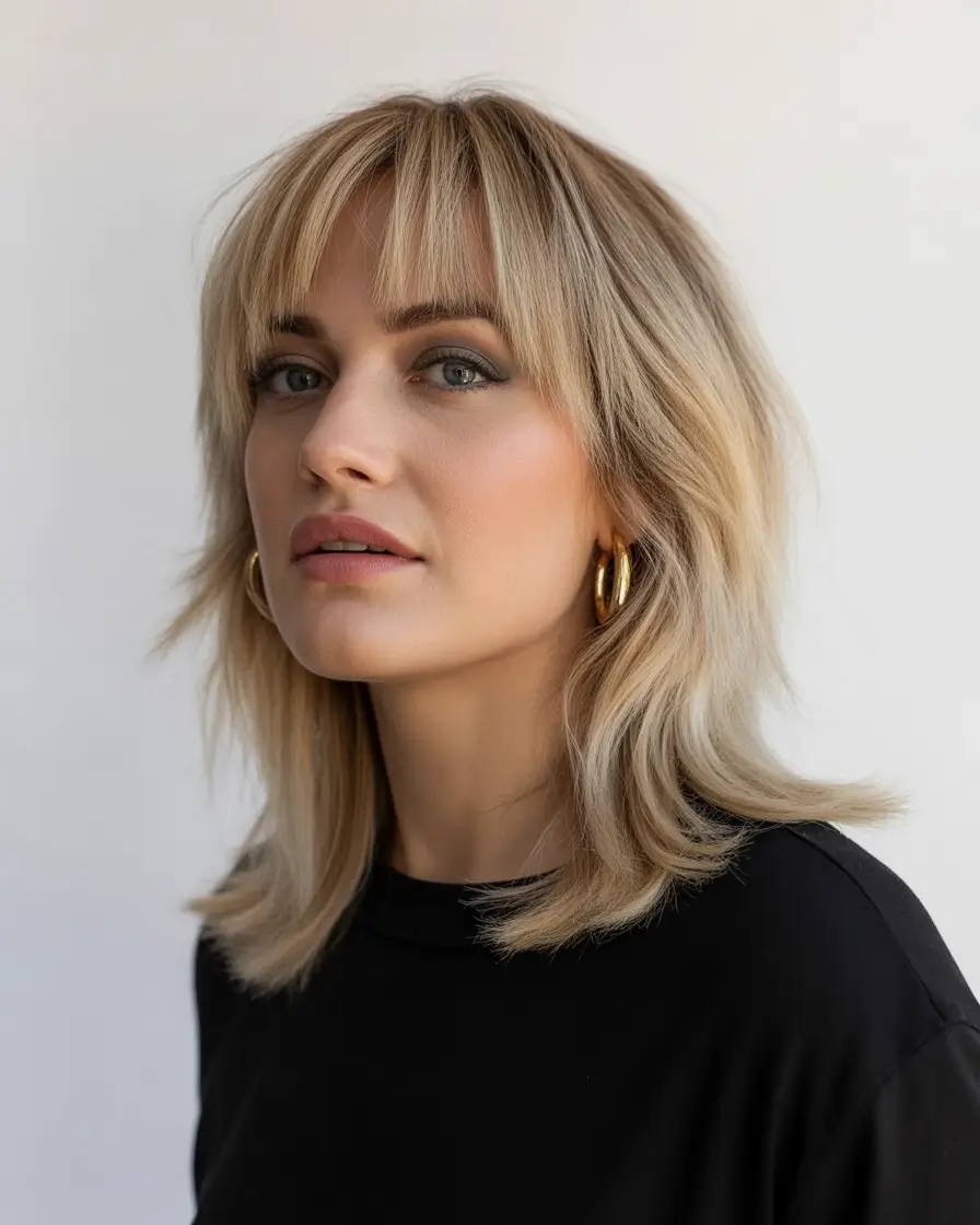 shag haircut Shoulder-Length-Blonde-Shag-With-Straight-Soft-Fringe