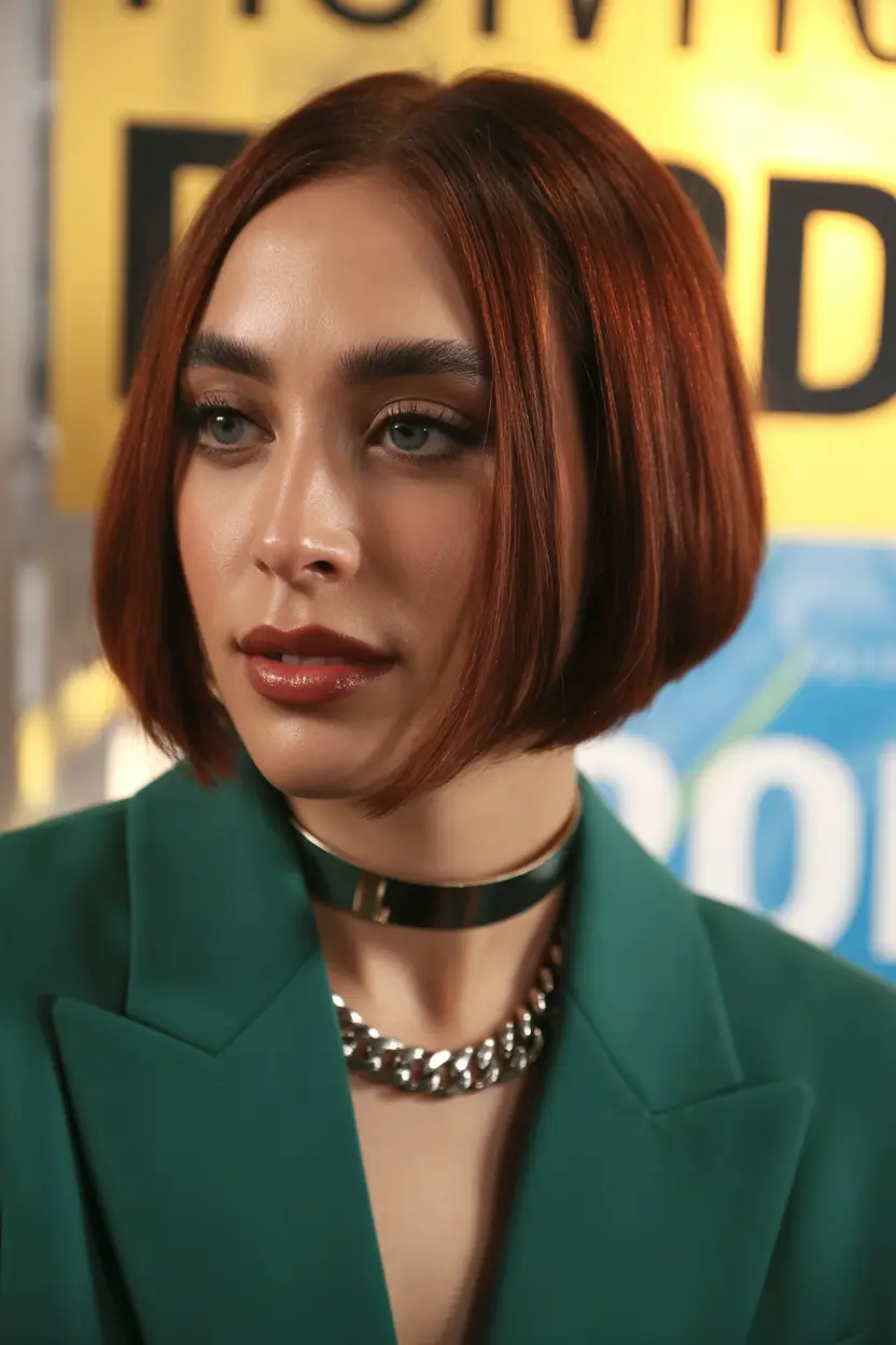 Hairstyles ideas Polished Copper Bob With Sleek Rounded Edges