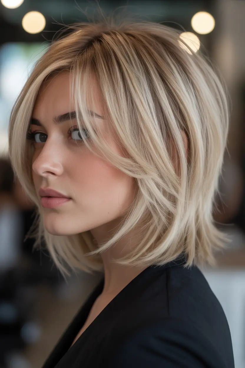 Hairstyles ideas Layered Blonde Bob With Airy Face-Framing Movement