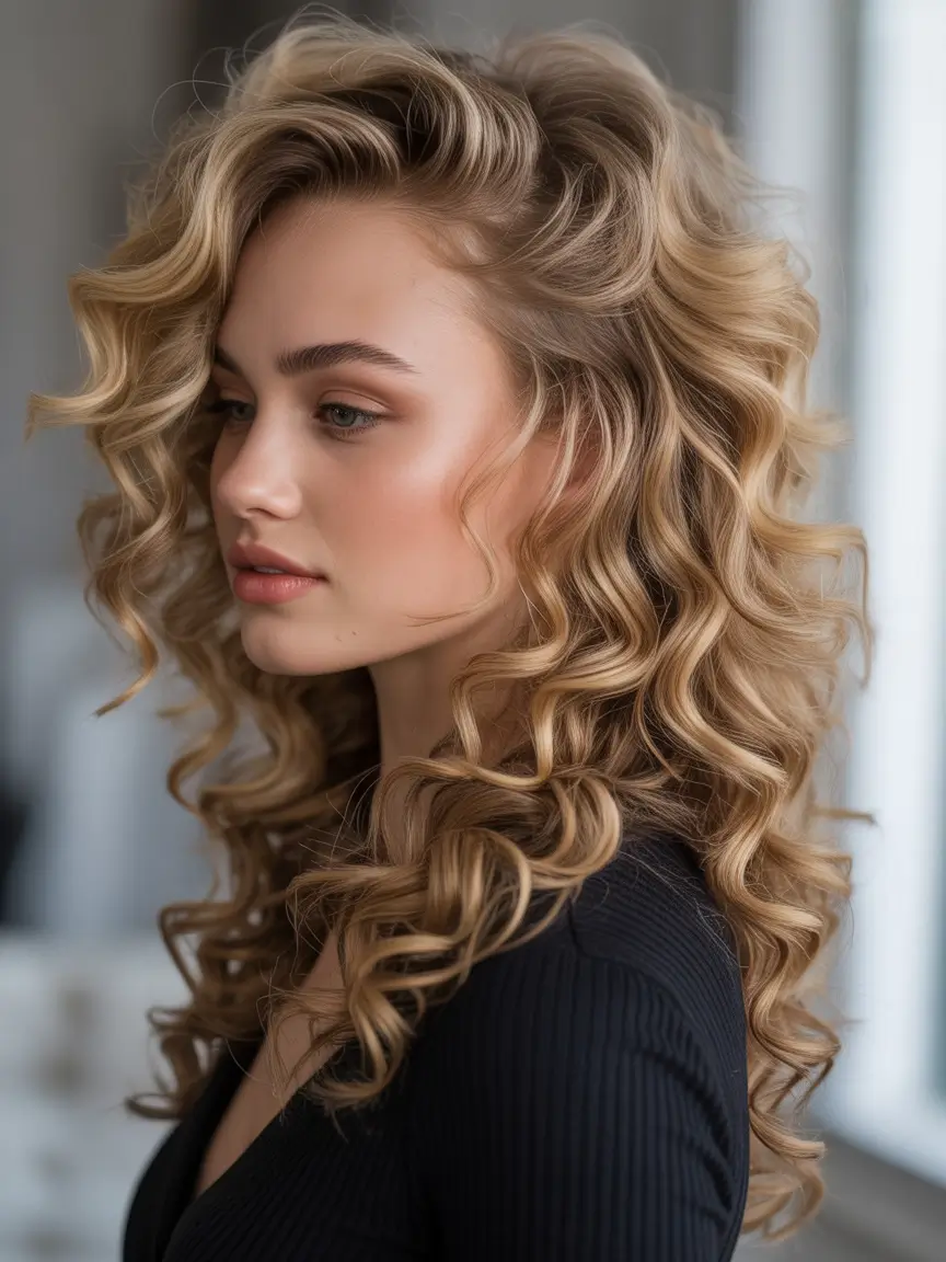 cute hairstyle Voluminous Spring Curls With Soft Sculpted Layers