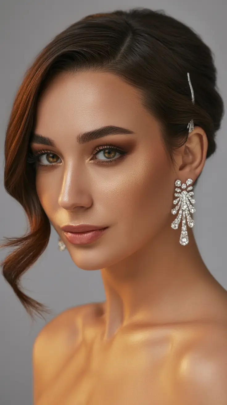 cute hairstyle Elegant Side-Swept Updo With Soft Curves